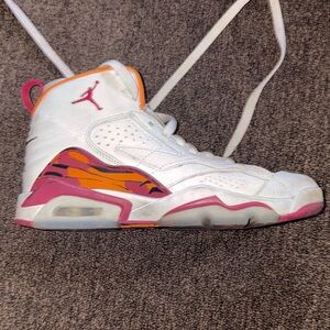 Classic Jordan Kids White, Red & Orange Sneakers